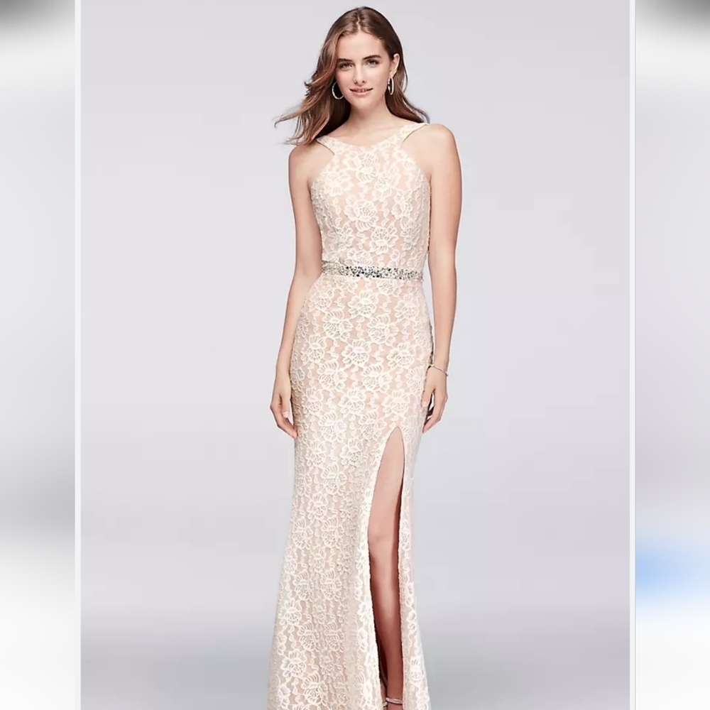 City Triangles Cream Lace Maxi Dress